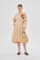 Embroidery Detailed Camel Dress