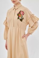 Embroidery Detailed Camel Dress