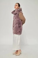 Purple Rex Furrier Coat with Knitwear Sleeves