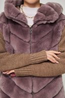 Purple Rex Furrier Coat with Knitwear Sleeves