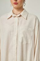 Short Front and Long Back Oversized Ecru Crushed Shirt