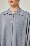 Oversized Navy Blue Crushed Shirt with Short Front and Long Back