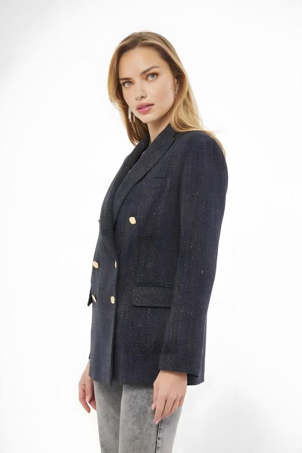 Women’s Blazer Anthracite Jacket with Button Detail - Image 3