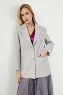 Wool Blazer Gray Jacket with Button Detail