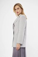 Wool Blazer Gray Jacket with Button Detail