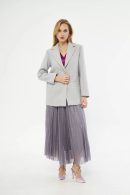 Wool Blazer Gray Jacket with Button Detail