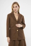 Herringbone Patterned Brown Blazer Jacket