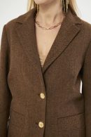 Herringbone Patterned Brown Blazer Jacket