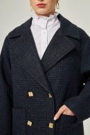 Classic Men’s Collar Navy Blue Women’s Coat