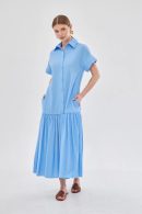 Short Sleeve Blue Shirt Dress