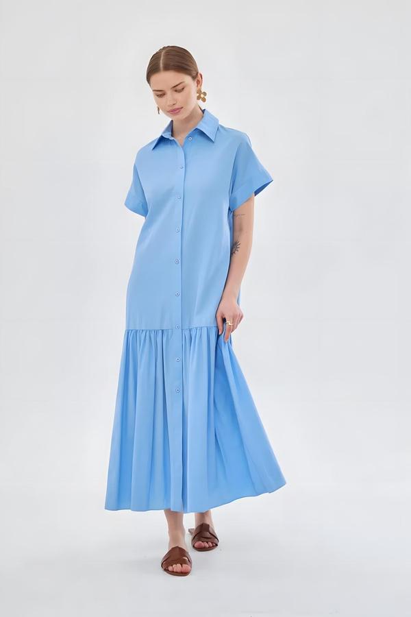 Short Sleeve Blue Shirt Dress