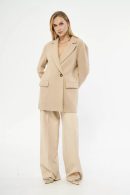 Beige Wool Jacket with Button Detail