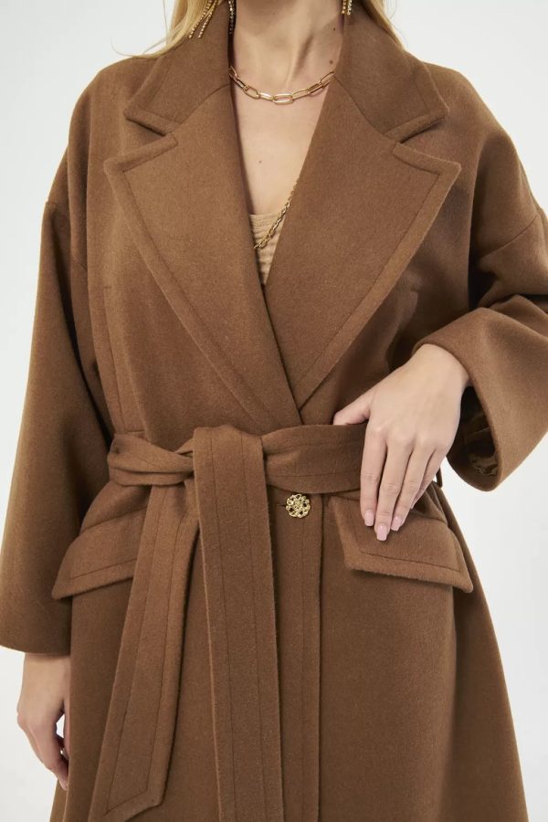 Men’s Collar Oversized Camel Women’s Coat - Image 5