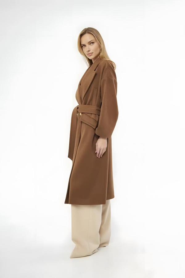 Men’s Collar Oversized Camel Women’s Coat - Image 4