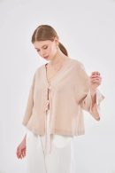 Light Brown Short Kimono with Tie Front