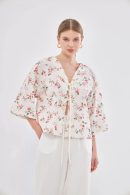 Floral Short Kimono with Tie Front