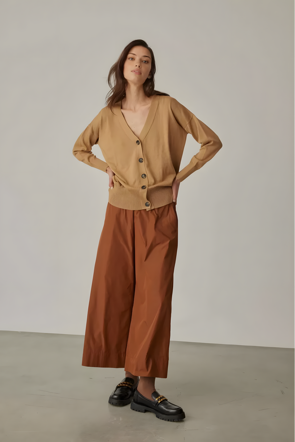 Oversized Camel Cardigan with Button Detail - Image 2