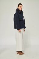 Navy Blue Women’s Coat with Plush Collar