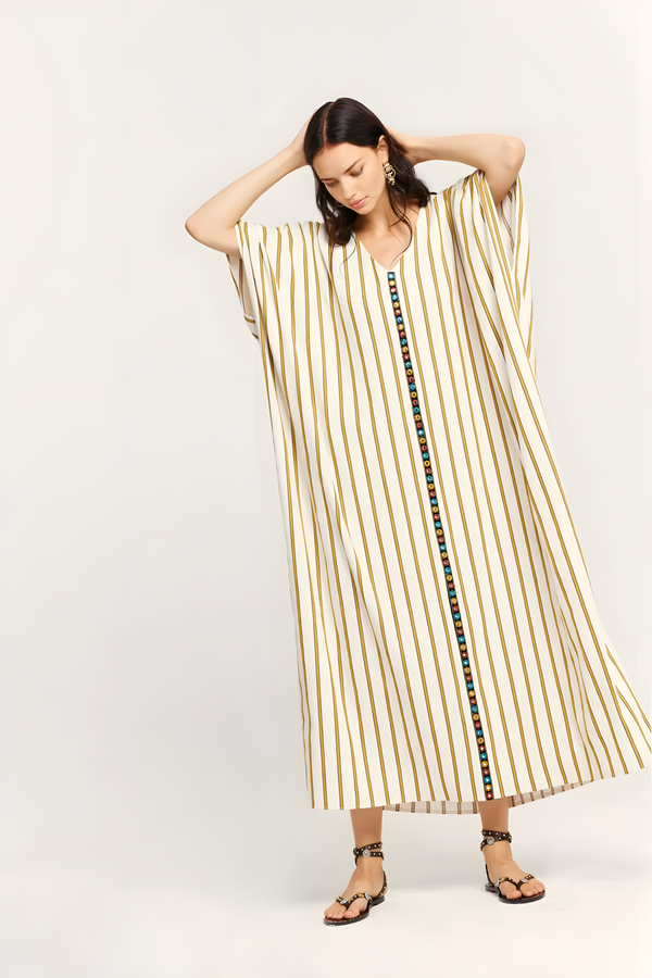 Beach Dress Mustard Patterned - Image 3