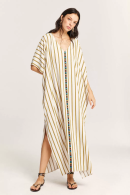 Beach Dress Mustard Patterned