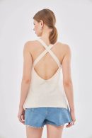 Bone Color Tricot Bustier with Back Decollete