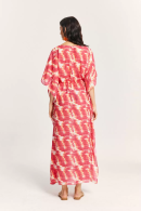 Fuchsia Patterned Beach Dress with Tie Detail