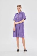 Purple Dress with Floral Collar Detail