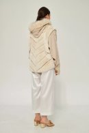 Beige Rex Fur Women’s Coat with Tricot Sleeves