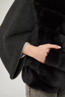 Bat Sleeve Anthracite Rex Fur Coat