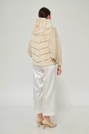 Bat Sleeve Beige Rex Fur Coat