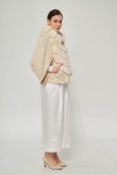 Bat Sleeve Beige Rex Fur Coat