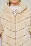 Bat Sleeve Beige Rex Fur Coat