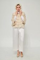 Bat Sleeve Beige Rex Fur Coat