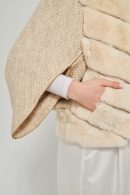 Bat Sleeve Beige Rex Fur Coat