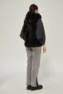 Bat Sleeve Anthracite Rex Fur Coat